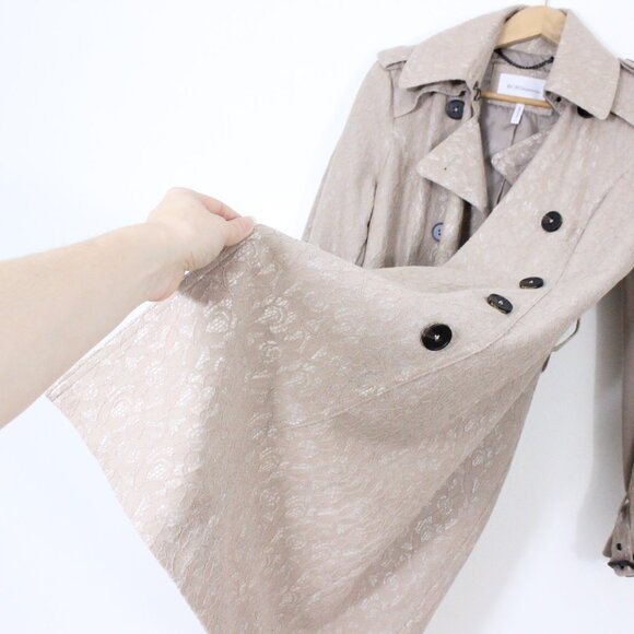 *BCBGeneration Women's Belted Lace Beige Trench Coat - Picture 8 of 11